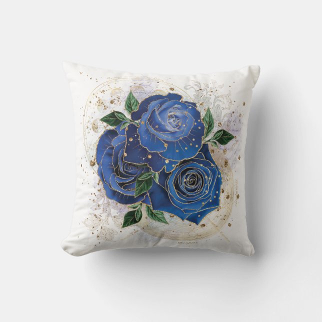 Girly collage - midnight blue  throw pillow (Front)