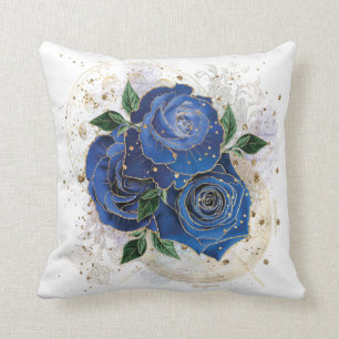 Girly collage - midnight blue throw pillow