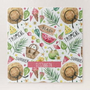 Girly Colourful Beach Relax   Jigsaw Puzzle