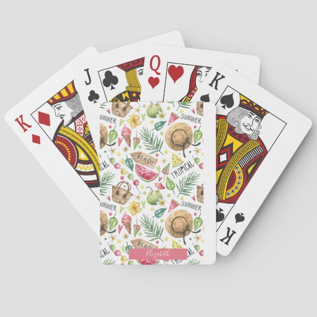 Girly Colourful Beach Relax  Playing Cards (Back)