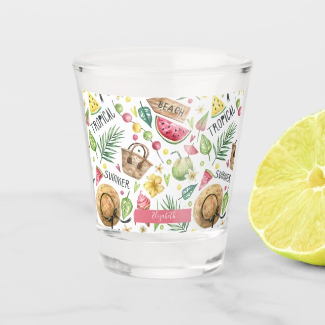 Girly Colourful Beach Relax Shot Glass (Front)