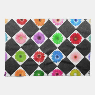 Girly Colourful Daisy Kitchen Towel
