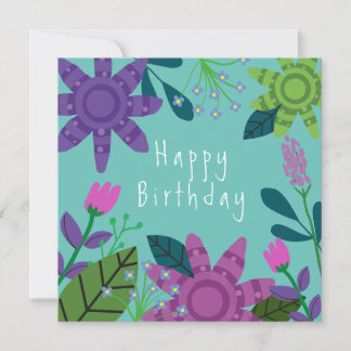 Girly Colourful Floral Birthday Card