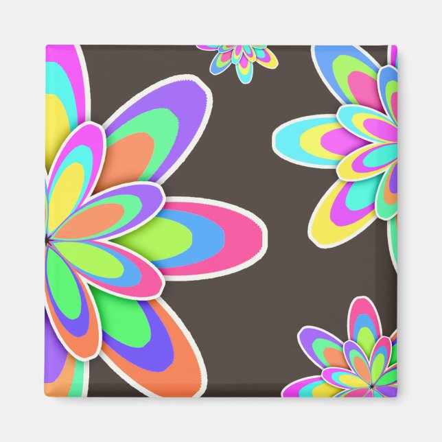 Girly Colourful Flowers Magnet (Front)