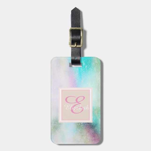 Girly Colourful Paint Stroke ,Monogram-Personalize Luggage Tag (Front Vertical)