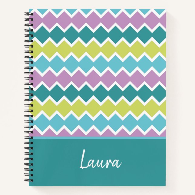 Girly Colourful Pattern Personalized Notebook (Front)