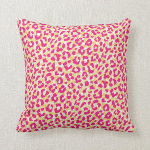 Girly colourful pink cheetah print monogram throw pillow