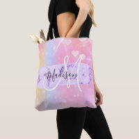 Girly Colourful Unicorn Rainbow Hearts Monogram