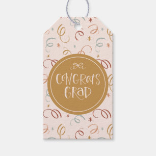 Girly Confetti Blush Pink Congrats Grad Gift Tags