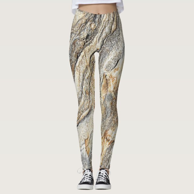 Girly Cool Modern   Marble Texture Leggings (Front)