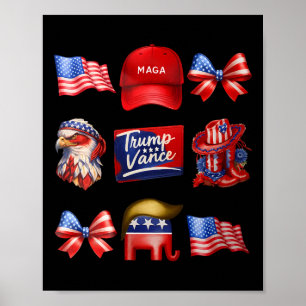Girly Coquette Trump Vance 2024 Trump Girl Republi Poster