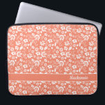 Girly Coral Peach Tropical Flowers Monogram Laptop Sleeve<br><div class="desc">Girly Coral Peach Tropical Flowers Monogram Laptop Sleeve. Easy to customize with text,  fonts,  and colours. Created by Zazzle pro designer BK Thompson exclusively for Cedar and String; please contact us if you need assistance with the design.</div>