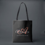 Girly Coral Pink Elegant Script Name Monogram Tote Bag<br><div class="desc">Personalize your beautiful monogrammed trendy black Grocery Tote Bag! The text below may be personalized to your preferred sentence or even your full name; you can also delete it if you prefer. If you need help, please let us know at belytaliarecipes@gmail.com, and we will be glad to assist you. ©...</div>