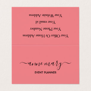 Girly Coral Salmon Pink Orange Black Event Planner Business Card