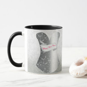 Girly Corset New Year Black/White Faux Glitter Mug