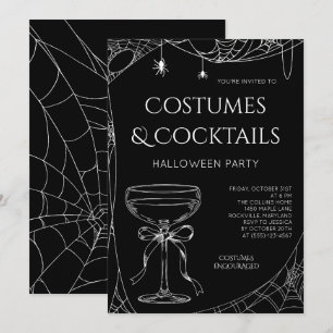 Girly Costumes and Cocktails Adult Halloween Party Invitation