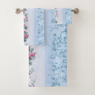 Girly Cottage Chic Rose rose et bleu