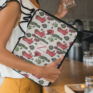Girly Country Cowgirl Christmas Monogram Laptop Sleeve