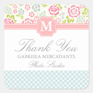 Girly Country Floral Personalized Square Sticker