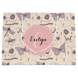 Girly Cream Blush Pink Sweet Little Critter Custom Large Gift Bag