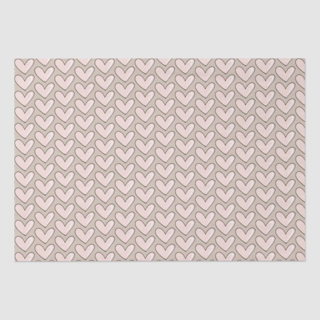 Girly Cream Pink Hearts Love Tissue Paper (Front)