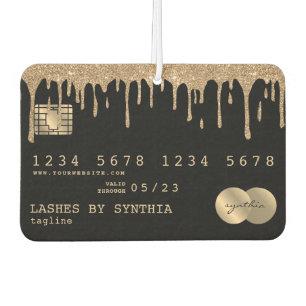 girly credit card style gold drips lashes makeup air freshener