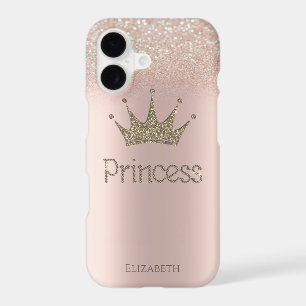 Girly Crown Princess, Rose Gold Glitter Bokeh