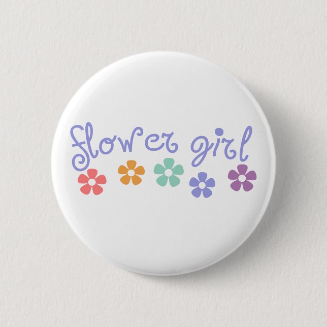 Girly-Cue Flower Girl 2 Inch Round Button (Front)