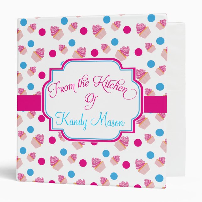 Girly Cupcake From the Kitchen of Recipe binders (Front/Inside)