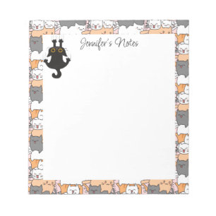 Girly Cute Cats Personalized Text Notepad