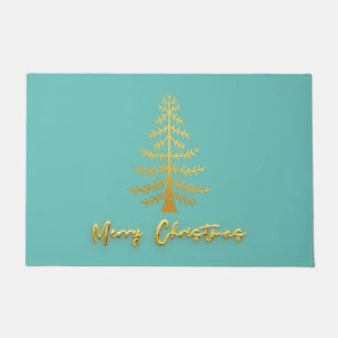Girly cute colour elegant luxury modern golden blu doormat