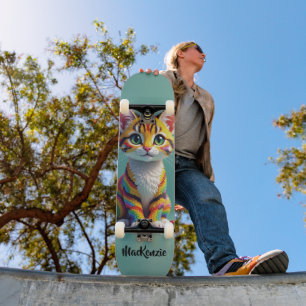 Girly Cute Colourful Margay Candy Cat Skateboard