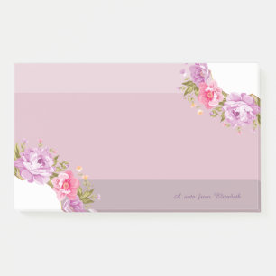 Girly Cute Floral , Striped-Personalized Post-it Notes