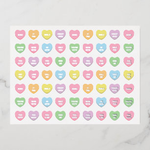 Girly cute fun custom conversation candy hearts foil holiday postcard
