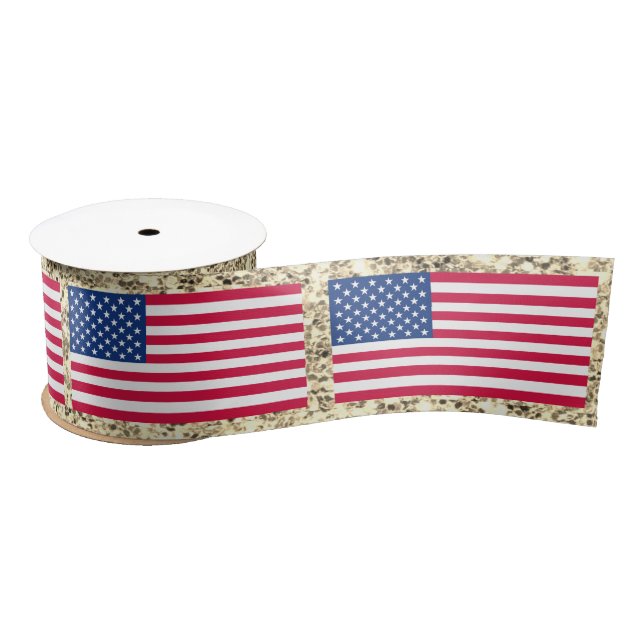 Girly Cute Fun Glitter Patriotic American USA Flag Satin Ribbon (Spool)