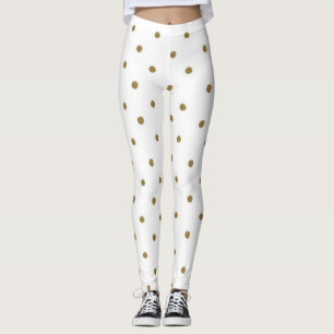 Girly Cute Glitter Faux Gold Polka Dots Pattern Leggings