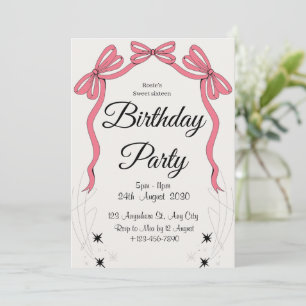 girly cute glitter pink birthday Invitation
