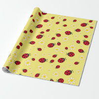 girly cute ladybug and daisy flower pattern yellow