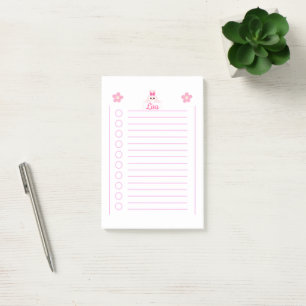 Girly Cute Little Rabbit With Personalized Name  Post-it Notes