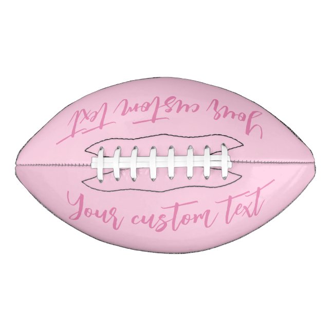 Girly cute pink personalized custom script text football (Front)