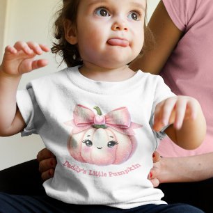 Girly Cute Pink Pumpkin with Bow Halloween Toddler T-shirt