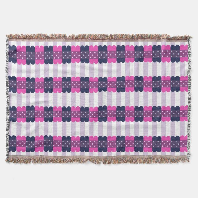 Girly Cute Purple and Pink Pattern Throw Blanket (Front)