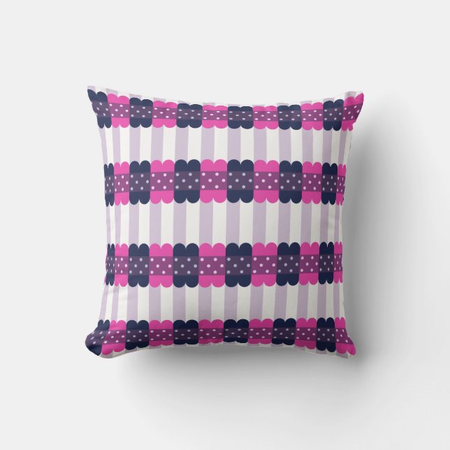 Girly Cute Purple and Pink  Pattern Throw Pillow (Front)