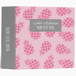 Girly cute summer pastel pink pineapple pattern binder