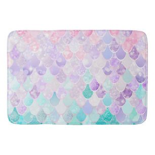 Girly, cute, trendy, beach, pink, Mermaid Bath Mat