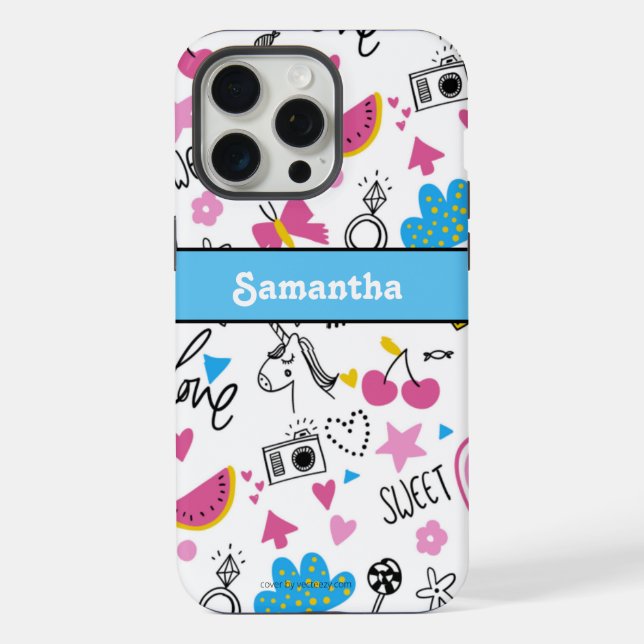 Girly Cute Trendy Simple Blue Stylish Pattern iPhone Case (Back)