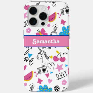 Girly Cute Trendy Simple Pink Stylish Pattern iPhone 15 Pro Max Case