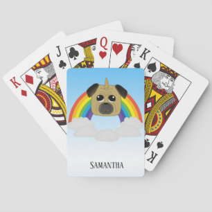 Girly Cute Unicorn Pug Pugicorn Kids Playing Cards