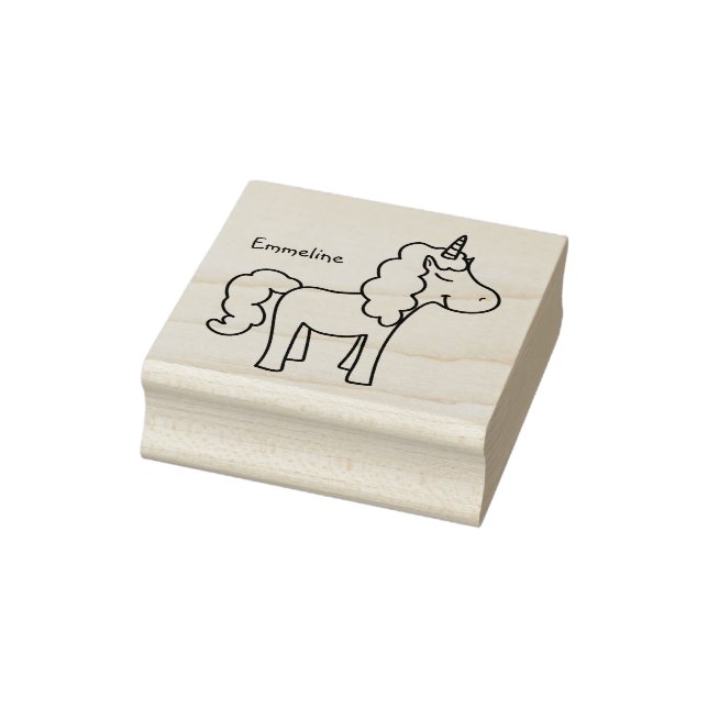 Girly Cute Unicorn Rubber Stamp Personalize Name (Stamp)