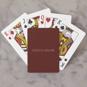 Girly Dark Red & Blush Pink Script Name Birthday  Playing Cards